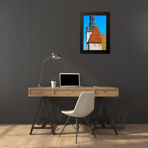 St-Marys Cathedral spire and Maiden Tower in the old town-Tallinn-Estonia Black Modern Wood Framed Art Print by Su, Keren