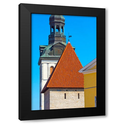 St-Marys Cathedral spire and Maiden Tower in the old town-Tallinn-Estonia Black Modern Wood Framed Art Print by Su, Keren