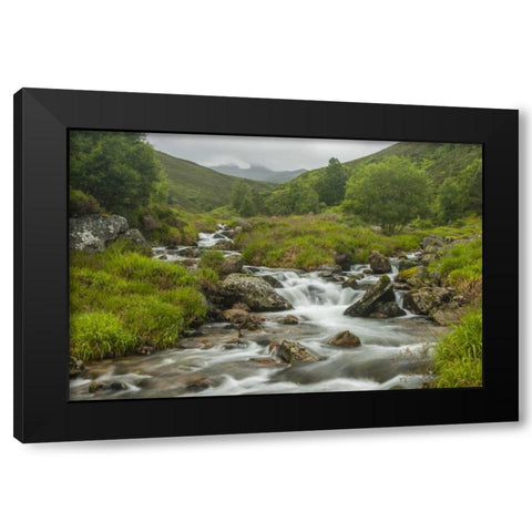 Scotland, Cairngorm NP Mountain stream cascade Black Modern Wood Framed Art Print with Double Matting by Illg, Cathy and Gordon