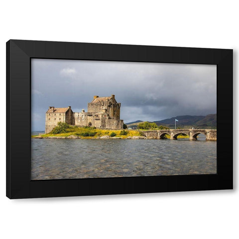 The original castle was built on this site in the 13th century to protect the lands of Kintail Black Modern Wood Framed Art Print by Ostrowitz, Mallorie