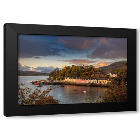 Portree Harbor Portree is the Capital town on the Isle of Skye-Scotland Black Modern Wood Framed Art Print with Double Matting by Norring, Tom