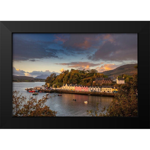 Portree Harbor Portree is the Capital town on the Isle of Skye-Scotland Black Modern Wood Framed Art Print by Norring, Tom