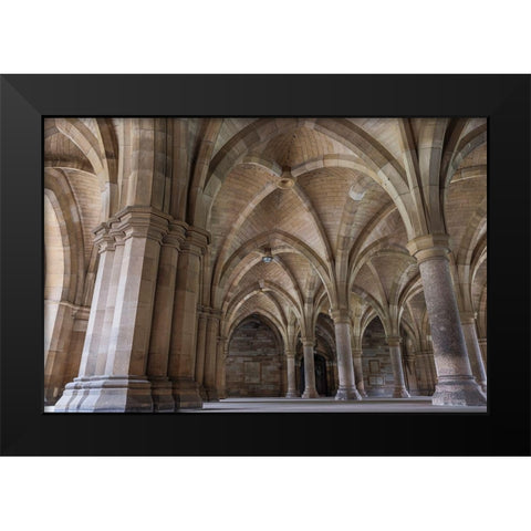 Old Cloisters Glasgow University-Scotland Black Modern Wood Framed Art Print by Norring, Tom