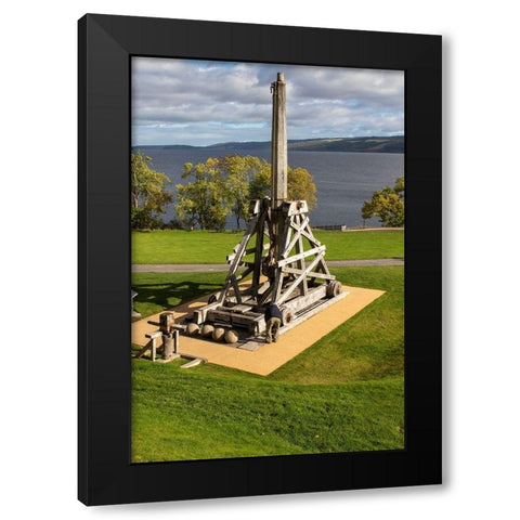 Defensive stone slingshot Urquhart Castle Loch Ness-Scotland Black Modern Wood Framed Art Print by Norring, Tom