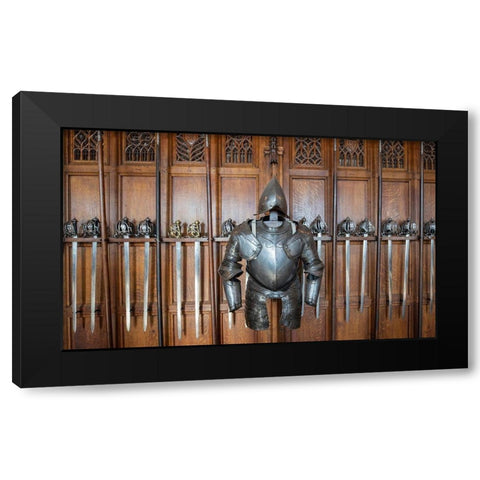Knights armor and weapons Edinburgh Castle-Scotland Black Modern Wood Framed Art Print by Norring, Tom