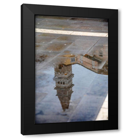 Slovenia-Piran Reflection of a tower after the rain Black Modern Wood Framed Art Print with Double Matting by Looney, Hollice