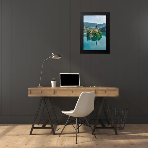 Slovenia-Bled Bled Island Black Modern Wood Framed Art Print by Tilley, Rob