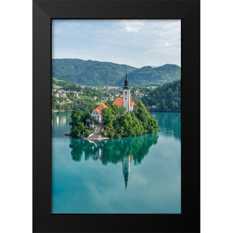 Slovenia-Bled Bled Island Black Modern Wood Framed Art Print by Tilley, Rob
