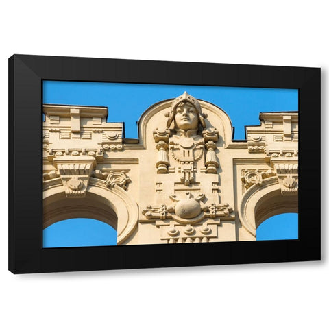Art Nouveau building on Alberta Street in central Riga-Latvia Black Modern Wood Framed Art Print by Su, Keren