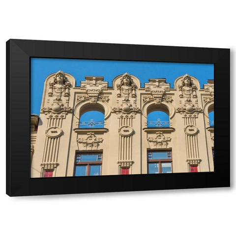 Art Nouveau building on Alberta Street in central Riga-Latvia Black Modern Wood Framed Art Print by Su, Keren