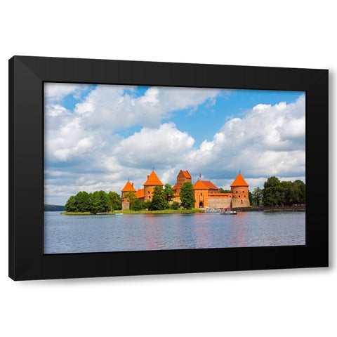 Trakai Island Castle on Lake Galve-Lithuania Black Modern Wood Framed Art Print by Su, Keren