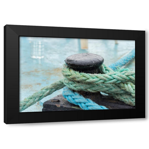 Rope anchoring boat-Klaipeda-Lithuania Black Modern Wood Framed Art Print with Double Matting by Su, Keren