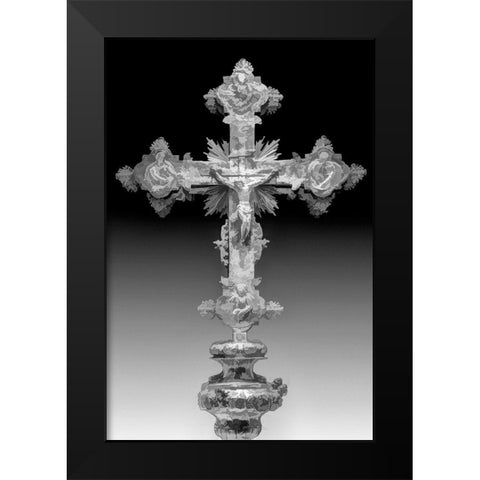 Montenegro-Kotor Abstract of decorated orthodox Christian cross Black Modern Wood Framed Art Print by Jaynes Gallery