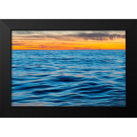 Ocean waves at sunset-Greenland Black Modern Wood Framed Art Print by Su, Keren