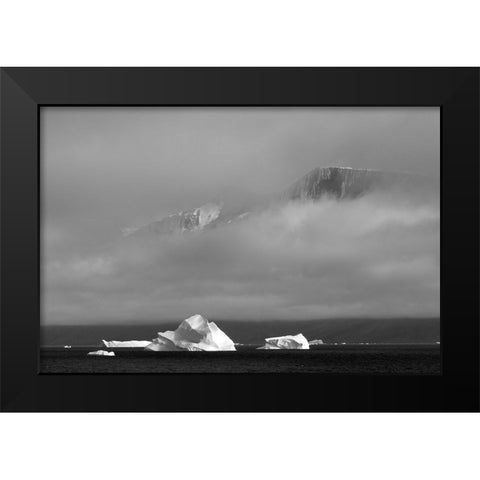 Floating iceberg in the ocean-Greenland Black Modern Wood Framed Art Print by Su, Keren