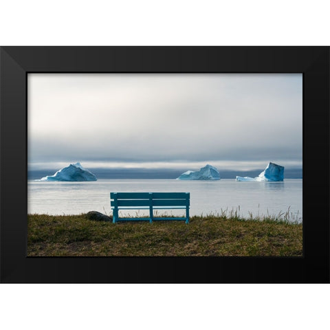 Floating iceberg in the fjord-Qeqertarsuaq-Greenland Black Modern Wood Framed Art Print by Su, Keren