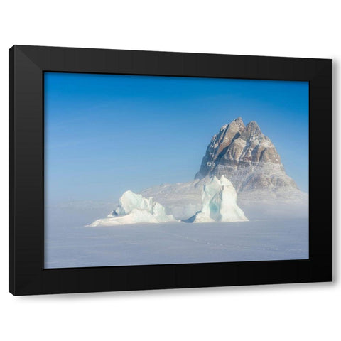 Icebergs frozen into the sea ice of the Uummannaq Fjord System during winter  Black Modern Wood Framed Art Print with Double Matting by Zwick, Martin