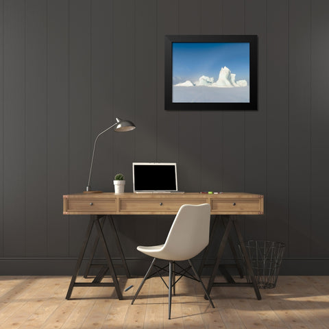 Icebergs frozen into the sea ice of the Uummannaq Fjord System during winter  Black Modern Wood Framed Art Print by Zwick, Martin