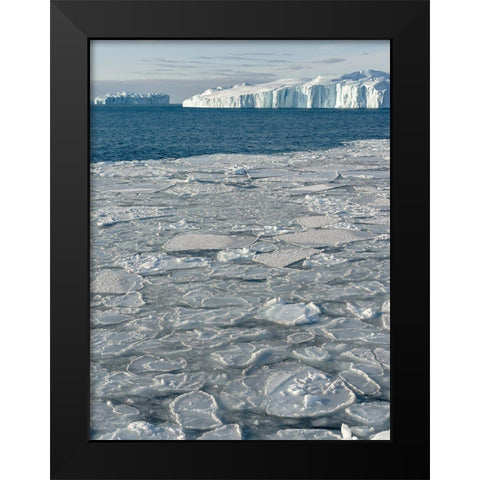Winter at the Ilulissat Fjord-located in the Disko Bay in West Greenland Black Modern Wood Framed Art Print by Zwick, Martin
