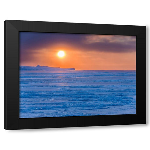 Sunset during winter at the Ilulissat Fjord-located in the Disko Bay in West Greenland Black Modern Wood Framed Art Print with Double Matting by Zwick, Martin