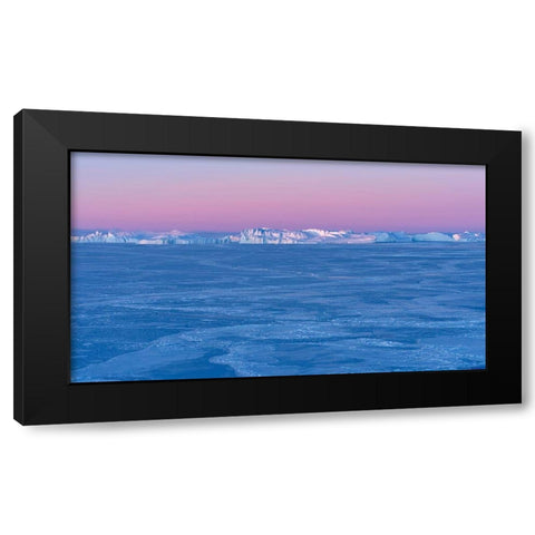 Sunrise during winter at the Ilulissat Fjord-located in the Disko Bay in West Greenland Black Modern Wood Framed Art Print by Zwick, Martin