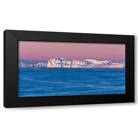 Sunrise during winter at the Ilulissat Fjord-located in the Disko Bay in West Greenland Black Modern Wood Framed Art Print by Zwick, Martin