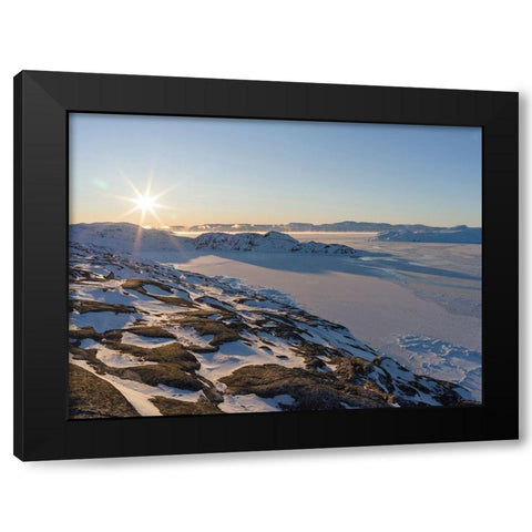 Sunrise during winter at the Ilulissat Icefjord-located in the Disko Bay in West Greenland Black Modern Wood Framed Art Print with Double Matting by Zwick, Martin