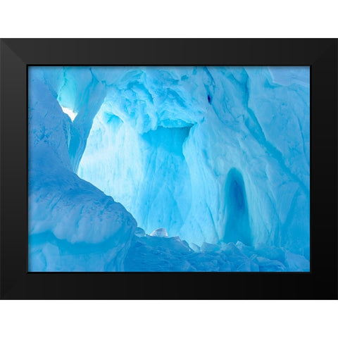 Iceberg frozen into the sea ice of the Uummannaq fjord system during winter-Greenland-Danish Territ Black Modern Wood Framed Art Print by Zwick, Martin