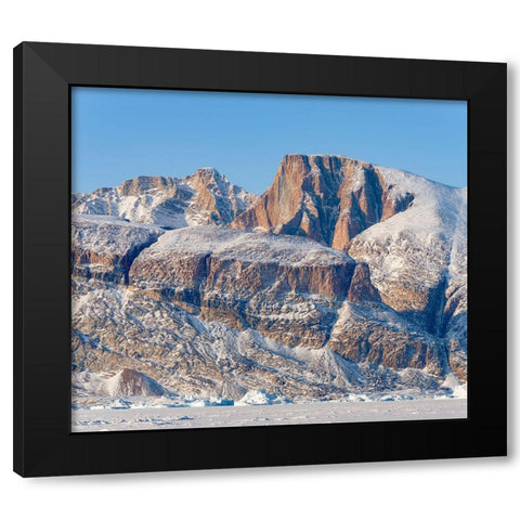 Icebergs in front of Appat Island-frozen into the sea ice of the Uummannaq fjord system during wint Black Modern Wood Framed Art Print with Double Matting by Zwick, Martin