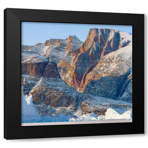 Icebergs in front of Appat Island-frozen into the sea ice of the Uummannaq fjord system during wint Black Modern Wood Framed Art Print with Double Matting by Zwick, Martin