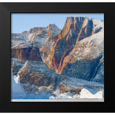 Icebergs in front of Appat Island-frozen into the sea ice of the Uummannaq fjord system during wint Black Modern Wood Framed Art Print by Zwick, Martin