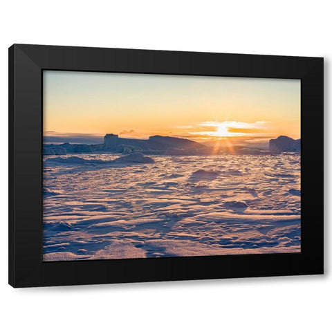 Icebergs frozen into the sea ice of the Uummannaq fjord system during winter-Greenland-Danish Terri Black Modern Wood Framed Art Print with Double Matting by Zwick, Martin