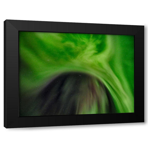 Northern lights over Angmagssalik Fjord-Greenland- Danish Territory Black Modern Wood Framed Art Print by Zwick, Martin