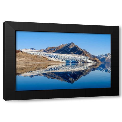 Glacier in the Sermiligaaq Fjord- Ammassalik- Danish Territory. Black Modern Wood Framed Art Print with Double Matting by Zwick, Martin