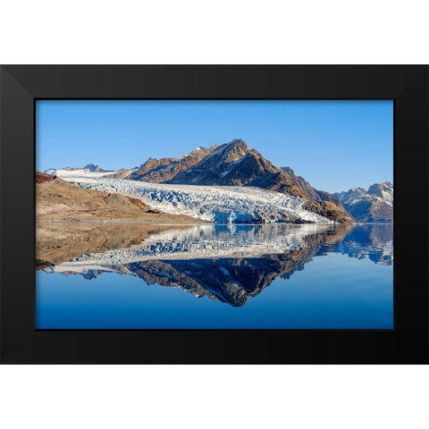 Glacier in the Sermiligaaq Fjord- Ammassalik- Danish Territory. Black Modern Wood Framed Art Print by Zwick, Martin