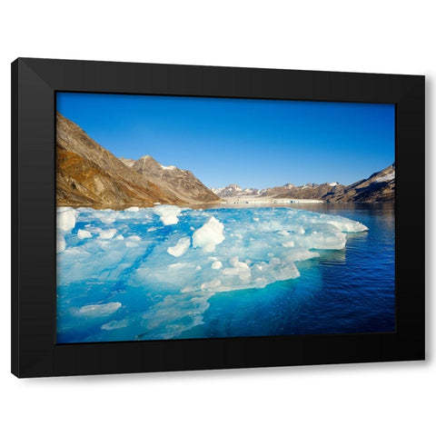 Iceberg in front of Knud Rasmussen Glacier-Sermiligaaq Fjord- Ammassalik- Danish Territory. Black Modern Wood Framed Art Print by Zwick, Martin