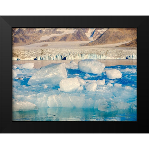 Iceberg in front of Knud Rasmussen Glacier-Sermiligaaq Fjord- Ammassalik- Danish Territory. Black Modern Wood Framed Art Print by Zwick, Martin