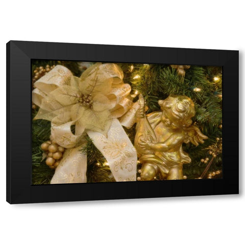 Close-up of decorations on a Christmas tree Black Modern Wood Framed Art Print with Double Matting by Paulson, Don