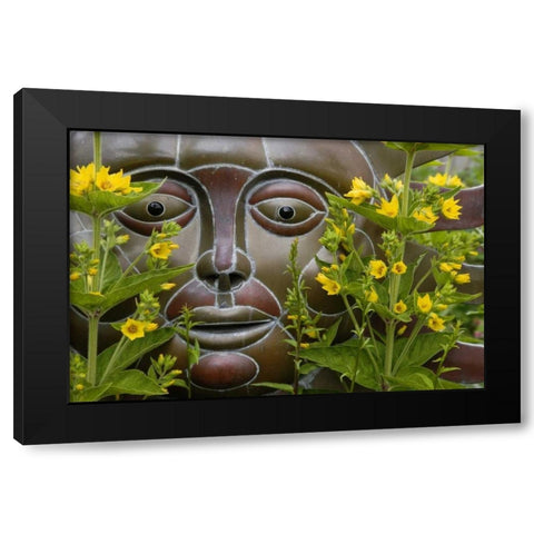 Garden ornament amid loosestrife flowers Black Modern Wood Framed Art Print with Double Matting by Paulson, Don