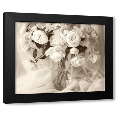 Sepia tone Peony Black Modern Wood Framed Art Print by Miller, Anna