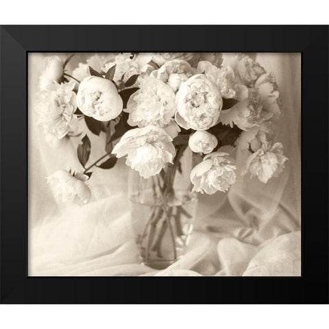 Sepia tone Peony Black Modern Wood Framed Art Print by Miller, Anna