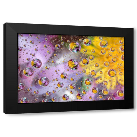 Bubbles abstract with flowers Black Modern Wood Framed Art Print with Double Matting by Rotenberg, Nancy