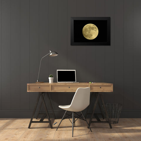 Full moon with yellowish hue Black Modern Wood Framed Art Print by Morris, Arthur
