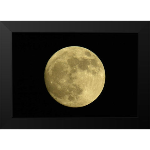 Full moon with yellowish hue Black Modern Wood Framed Art Print by Morris, Arthur