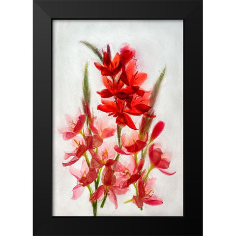 Kaffir lilies in ice Black Modern Wood Framed Art Print by Jaynes Gallery