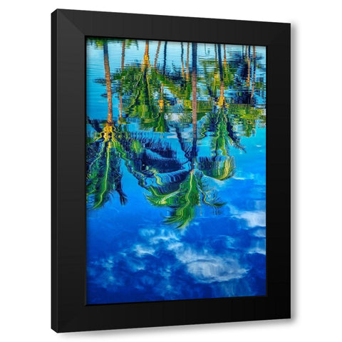 Reflection of palm trees on water Black Modern Wood Framed Art Print by Engelbrecht, Lisa S.