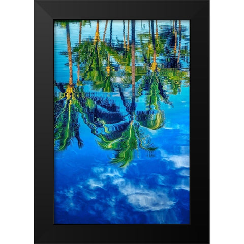Reflection of palm trees on water Black Modern Wood Framed Art Print by Engelbrecht, Lisa S.