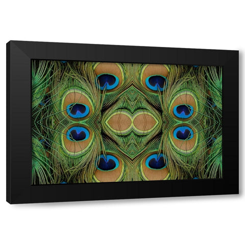 Peacock feathers Black Modern Wood Framed Art Print by Jones, Adam