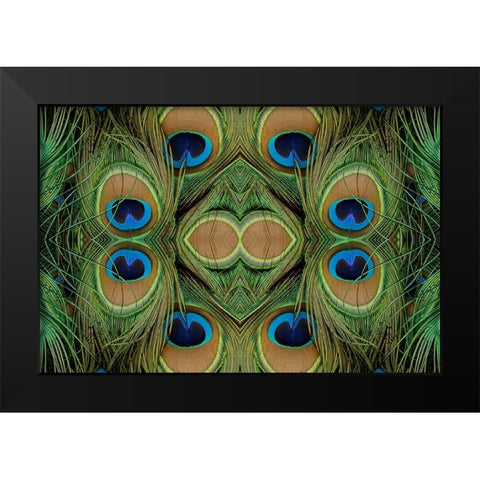 Peacock feathers Black Modern Wood Framed Art Print by Jones, Adam