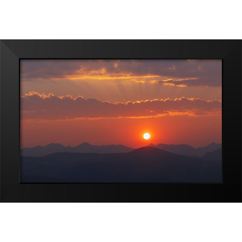 Rocky mountain sunset Black Modern Wood Framed Art Print by Archer, Ken